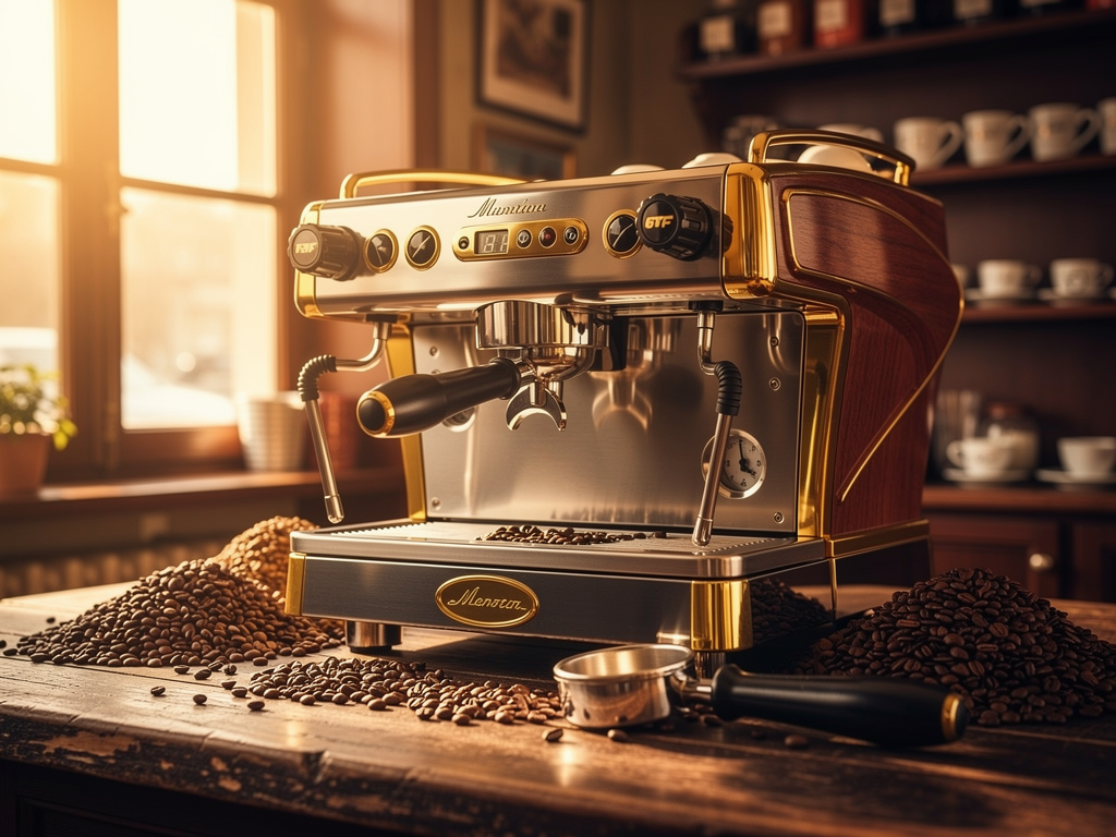 Machine expresso riom haut de gamme dans café italien authentique