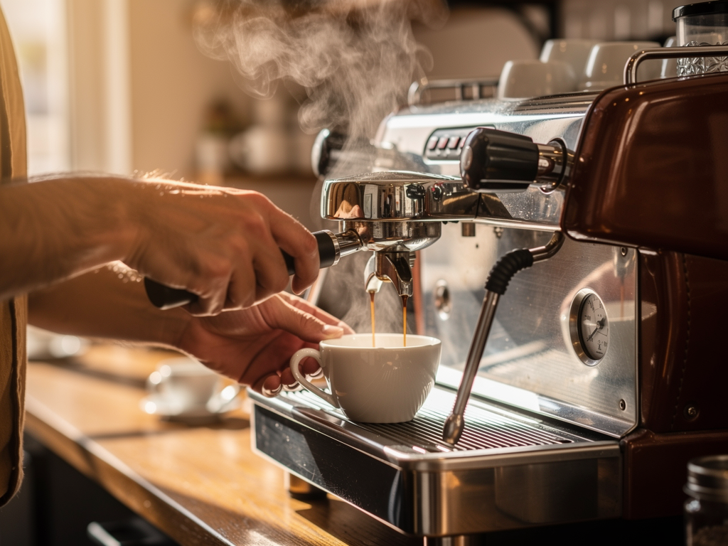 Barista expresso riom préparant café italien parfait